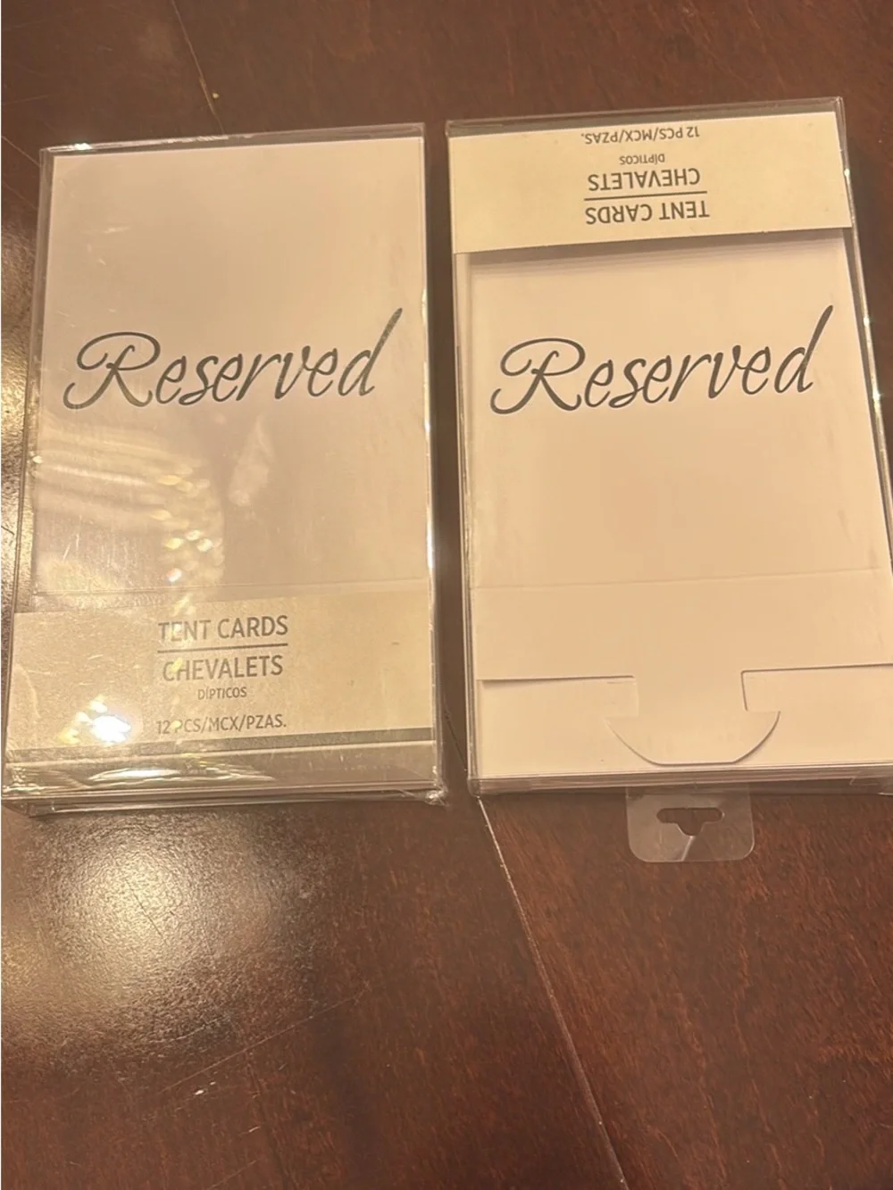 Reserved White Tent Cards with Elegant Script - Reserved Brand